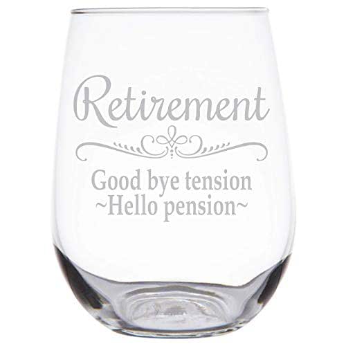 Deep Etched Retirement Gift Stemless Wine Glass for Women