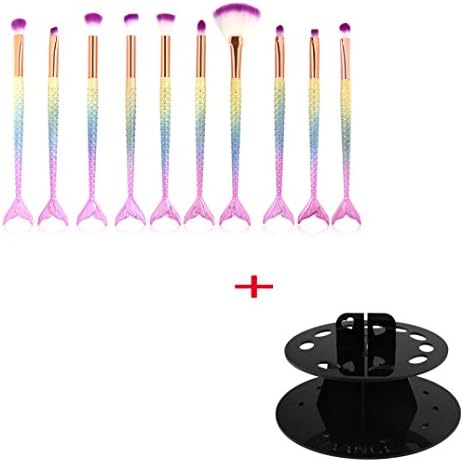 ABCsell Makeup Brushes Set 10 Pcs Mermaid Foundation Eyeshadow Brushes+10 Hole Cosmetic Shelf Tool(Organizer Included)