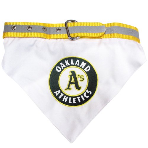 MLB BANDANA - OAKLAND ATHLETICS DOG BANDANA with Reflective & Adjustable DOG COLLAR, Small