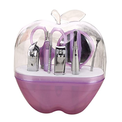 Witspace Nail Care 9pcs Cutter Cuticle Clipper Pedicure Manicure Set Kit Apple Gift (Random Color)