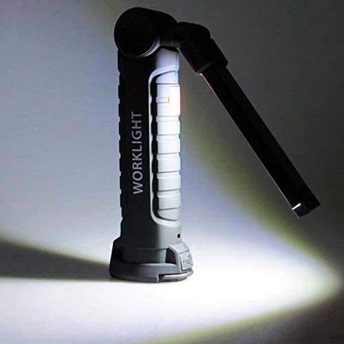2PC Rechargeable COB LED Magnetic Flashlight & Work Light-Folding Torch with Magnetic Stand for Car Repairing, Workshop, Garage, Camping, Emergency Lighting (2PC 11 x 3.6cm)