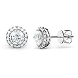 925 Sterling Silver Round CZ Cubic Zirconia Halo Earrings