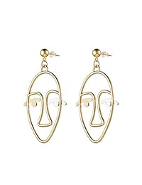 Mookoo - Pendientes abstractos de oro, 3 pares, estilo vintage, hipoalergénicos, para niñas, adolescentes, mujeres