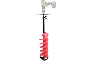 Brocraft Ice Auger, 8" Diameter Ice Fishing Auger Drill Bit / 8" Ice Auger Bit with Drill Adapter & Stopper Disc for Ice Fish