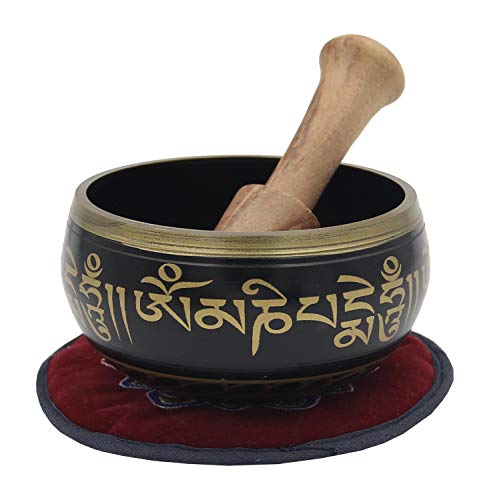 DharmaObjects Tibetan Meditation Om Mani Padme Hum Peace Singing Bowl With Mallet