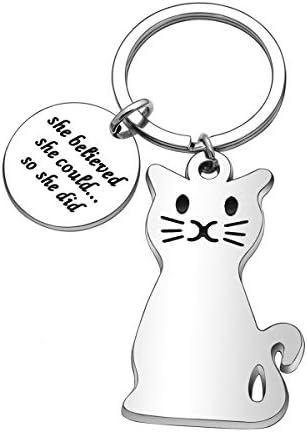 Inspirational Gifts, Cat Metal Keychain Keyring Keyfob Key Ring Car Keyring for Women