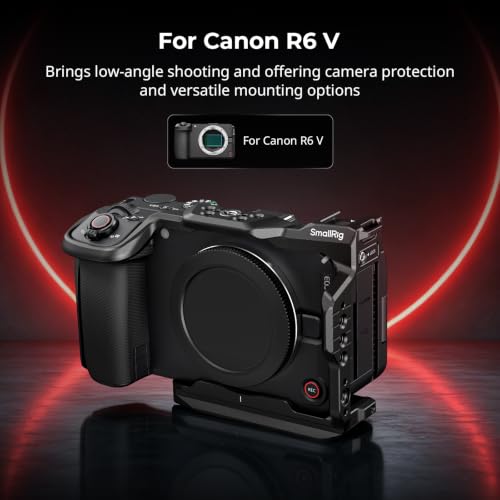 SMALLRIG Jaula de liberación rápida HawkLock para Canon R6 V, Jaula Completa de aleación de Aluminio para cámara, Placa QR para rieles Arca, Cold Shoe y NATO, para estabilizador dji RS - 6372