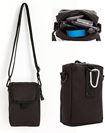 Small Men Purse Phone Holster Tactical EDC Pouch iPhone 8 Plus 7 Plus Holster Case Pouch Clip Nylon Belt Carrying Case Neck Pouch Travel Crossbody Shoulder Bag Large Rugged Belt Pouch Loop-Black