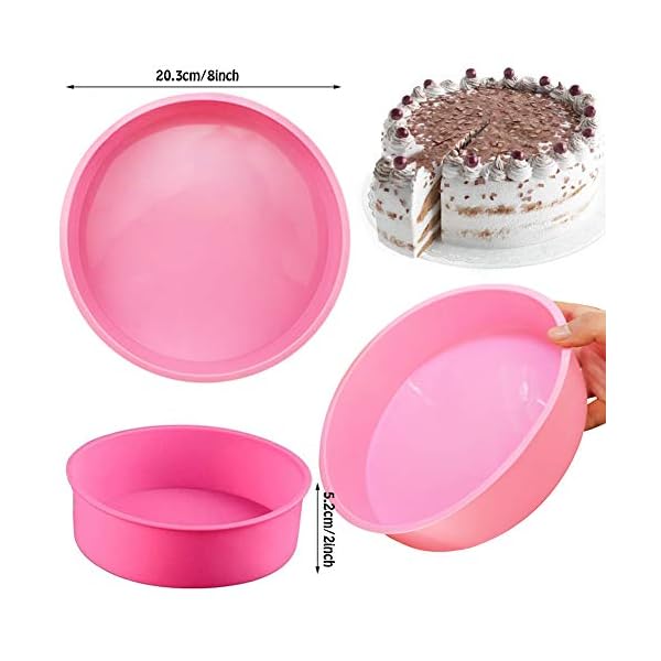 SUNSK Silicone Cake Molds 8 Inch Round Cake Tins Non Stick Baking Molds Bakeware Tray for Chocolate Cookies Breads Pie…