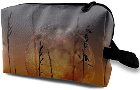 Travel Cosmetic Bags Sunset Pampasgrass Travel Portable Makeup Bag Zipper Wallet Hangbag