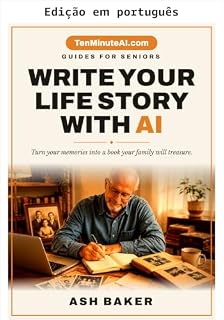Livro Escreva sua história de vida com IA (Guias TenMinuteAI.com para idosos)