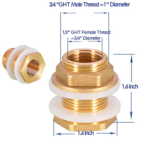 Hose Bulkhead Fitting Rain Barrel Water Tank Connector Fittings Bulk