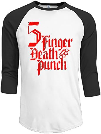 IYaYa 5 Finger Death Punch Men's 3/4 Sleeve Raglan Baseball Shirt Black
