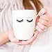 Eyelashes Coffee Mug With Real Gold Handle Fine Bone China Wink Mug Makeup Eyelash Gift For Her Cosmotologist Gift Makeup Brush Holder 16oz Hand Drawn Design