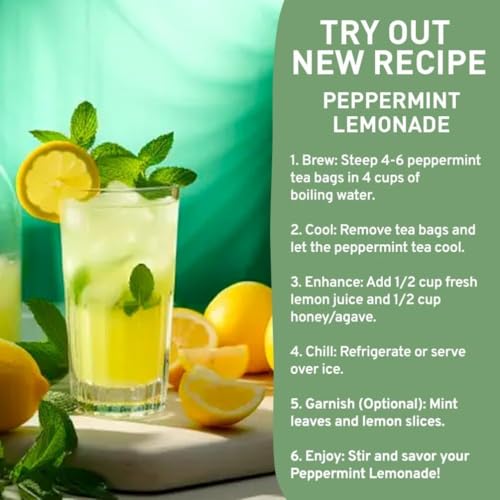 HANDPICK, Peppermint Tea Bags (100 Herbal Tea Bags) Caffeine Free, Non-GMO | 100% Halal Certified | Minty, Fresh & Cool flavor | Premium Round Eco Conscious Tea Bags