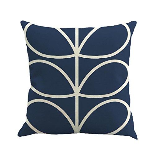 FUNIC Linen Cushion Covers, Geometry Painting Throw Pillow Case Sofa Home Car Decor (Dark Blue)