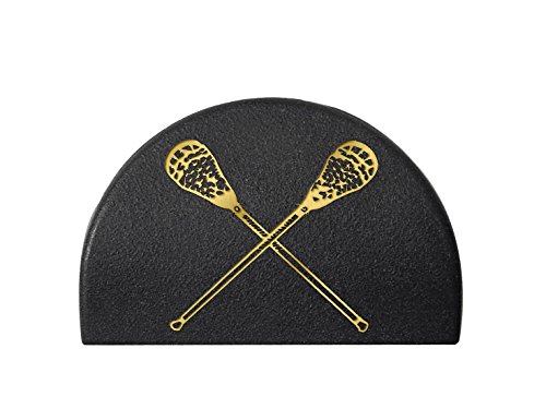Jentra JP1 Grip Plug for Glock 17, 19, 20, 21, 22, 23, 24, 31, 32, 34, 35 Gen 1-3 Laser Engraved & Hand Painted Gold Image: Lacrosse Sticks Crossed