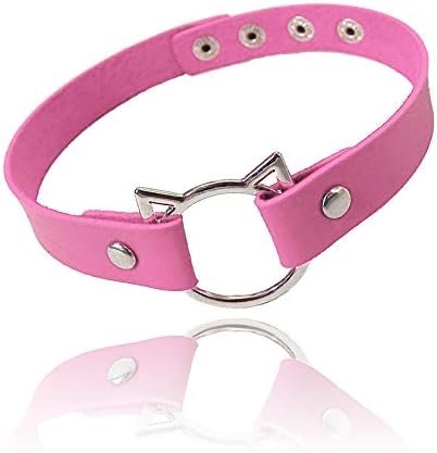 Adjustable Leather Choker Collar Soft PU Cat Punk Choker Necklace for Women Girls