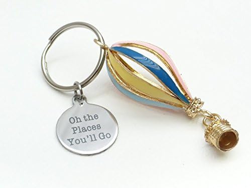 Oh the places you'll go Keychain, Balloon keychain, hot air balloon, graduation, graduation keychain