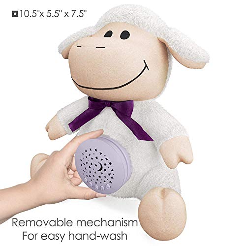 BEREST A11 Baby Sleep Soother Sheep, Lullabies & Shusher White Noise Machine Sound Soother, Nursery Decor Night Light Projector, Toddler Crib Sleep Aid, Baby Shower Gifts Portable Sheep Plush Toy