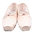 KUKOME Ballet Dance Shoes Pink Satin Pointe Shoes with Ribbon and Toe Pads for Ladies