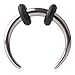 Ruifan 2pcs 316L Stainless Steel C shape Pincher Tapers Septum Buffalo Taper Expander Pierced Nose, Nipple or Earring Ring with Black O-Rings 14G (Steel+Black)