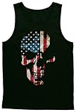 Blittzen Mens Tank Top Skull with American Flag Imprint