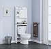 Spirich Home Bathroom Shelf Over The Toilet, Bathroom Cabinet Organizer Over Toilet with Louver Door,White (Black Shelf)