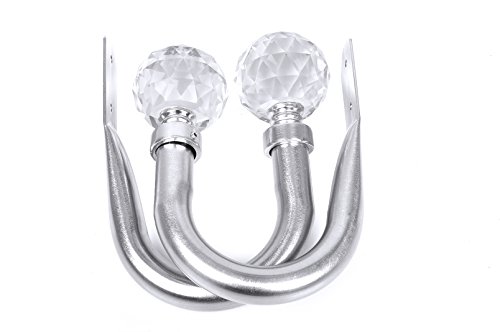 Crystal Curtain Holdback Hooks Tiebacks Tassel holder Pair (Nickel Finish ) - Thumbnail 2