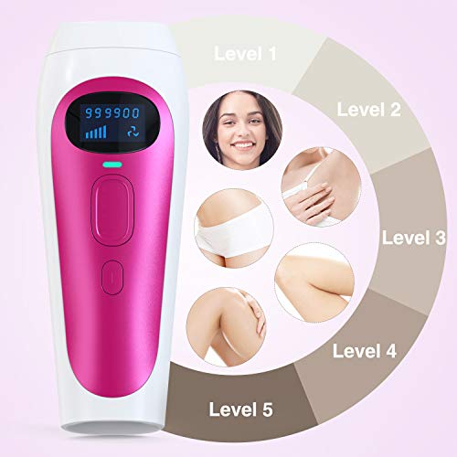 Epilatore Luce Pulsata Laser Peli Donna con Sistema di Depilazione IPL 999,900 e 5 Livelli di Energia e 2 Modalità del\'uso Perfetto per Viso/Schiena/Bikini/Ascelle