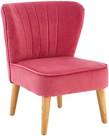 Mia Kids Chair, Children's Furniture, Polyester Velvet, Natural Wood Legs, Soft Pink - Chair - Image 3