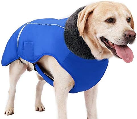 好評受付中 犬服 冬 中型犬 大型犬向け 小型犬もあり 防水 ドッグウェア 大型犬 ベスト 反射テープ付き 防寒対策 抜け毛防止 ハーネス穴 リード穴あり隠し式バックル付き コート ブルー2xl オシャレ ジャケット