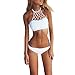 EFINNY Women White Color Bralette and Underpants Set Crop Top Beach Bikini Swimsuit Set