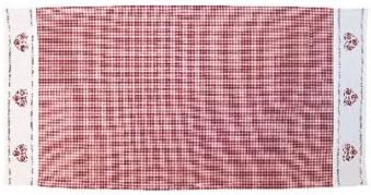 Table Runner- Tablecloth - red - white chequered embroidery - heart -