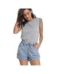 Pantalones vaqueros de verano para dama, estilo informal, elásticos, pantalones cortos
