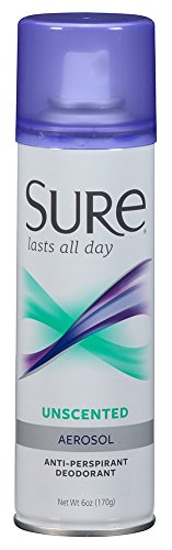 Sure Deodorant 6 Ounce Aerosol Unscented (177ml) (6 Pack)