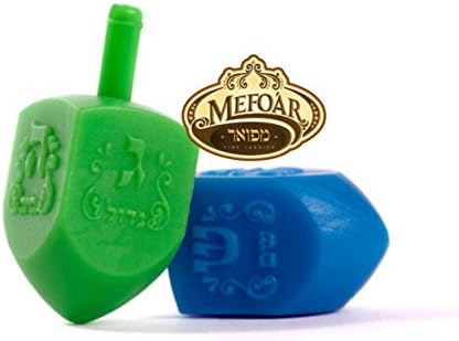Mefoar Judaica Assorted Colored Dreidels - Bulk 20 Pack - Traditional Plastic Draidels with Game Instructions – Classic Chanukah Kids Toy, Gift or Party Favor