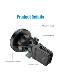 Soporte magnético plano WizGear para el tablero del auto, para teléfonos celulares y tabletas mini con tecnología de adhesión rápida - Extra delgado