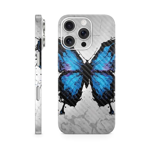 Carbon Fiber Phone Skin Compatible with Apple iPhone 16 Pro - Butterfly Splash…