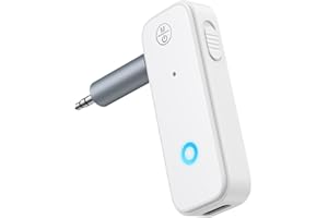 JXTZ Bluetooth Aux Adapter for Car, 2 in 1 Bluetooth Transmitter Receiver for Hands-Free Call, Noise Cancelling 3.5mm AUX Wireless 5.3 Receiver for Car Home Audio System Headphones White