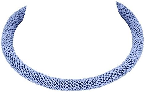El Allure Seed Bead Cola Water Tubular Rope Choker Short Handmade Designer Trendy Preciosa Jablonex Seed Beaded Handicraft Elegant Indo Western Costume Fashion Necklace Choker for Women.