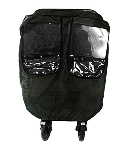 Comfy Baby Insulated Quilted Rain-cover Clear See-Thru Windows with Extra Sun Shade and Protection Net, Special Designed for the City Mini Double Stroller