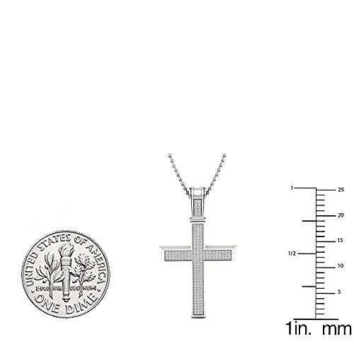 Dazzlingrock Collection 0.45 Carat (ctw) 18K Round Diamond Men's Religious Cross Pendant 1/2 CT (Silver Chain Included), White Gold