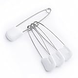 Household Mall Pack of 100 Pcs Cloth Diaper Pins Stainless Steel Traditional Safety Pin (White)