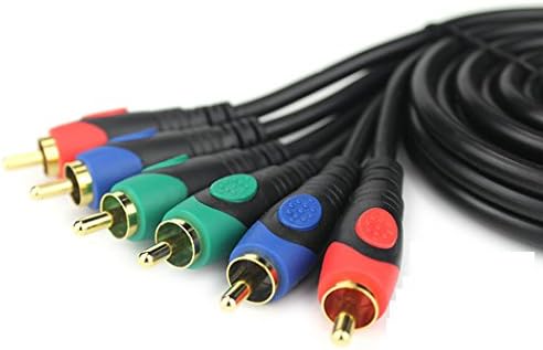 Sagenico 1.8M / 6ft 3 RCA Male to 3 RCA Male Video Cable OFC Gold Plated for VCR, DVD, HD TV, Set-top Box Connected AV TV, Phono Composite TV Cable Lead Black