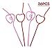 Heart Shaped Drinking Straws Krazy Loop - Valentines Day Party Supplies Decorations 36Ct