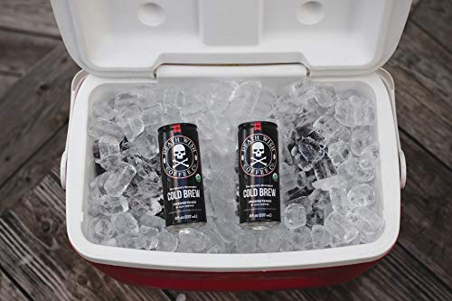 Death Wish Coffee, Cold Brew Cans, The World's Strongest Coffee, Organic Iced Coffee Drink - 8 Ounces - 300 mg of caffeine - 4 Pack (Unsweetened Black)