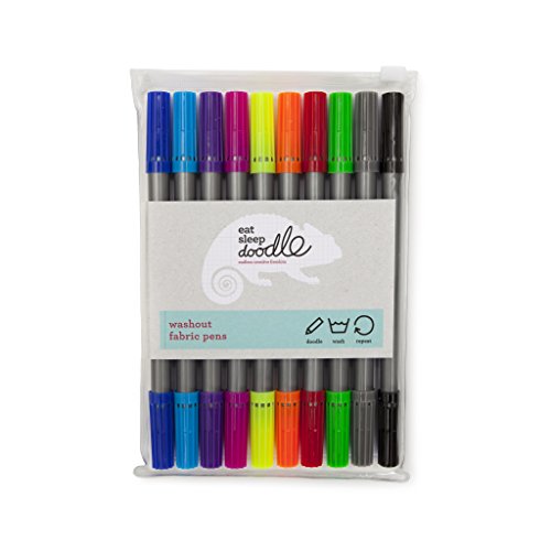 Eat, Seep, Doodle Wash-Out Fabric Pen Set, Set of 2, 10-Pack