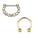 BodyJ4You Septum Clicker and Horseshoe Circular Barbell Stainless Steel 16G (1.2mm) 2PC