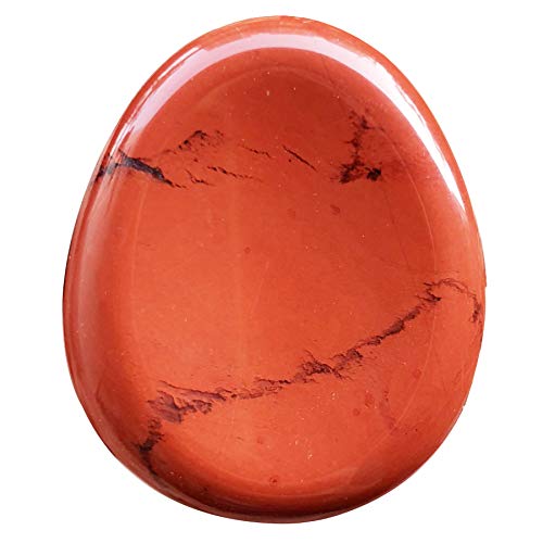 Fekuar Natural Red Jasper Crystal Thumb Worry Stone, Hand Carved Healing Crystal Teardrop Pocket Stones for Anxiety Stress Relief Meditation